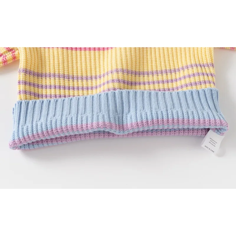 Jersey de invierno cálido para niña con rayas multicolor - imagen 3