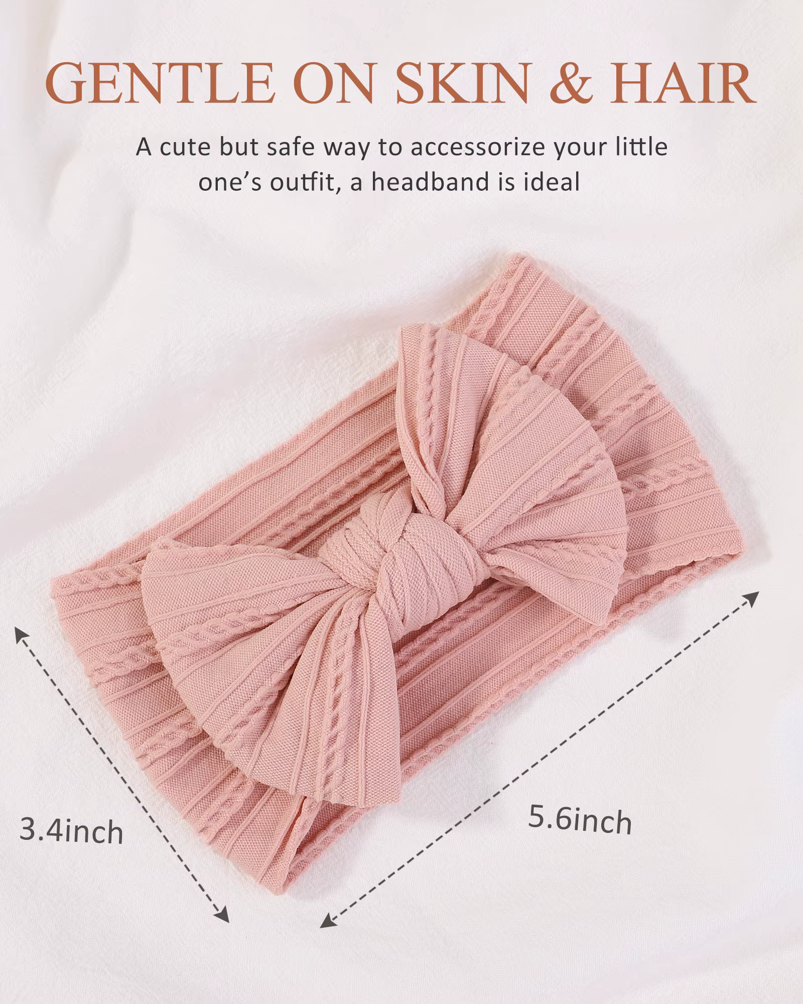 Diadema bebé con lazo – Turbante de algodón para niñas - imagen 2