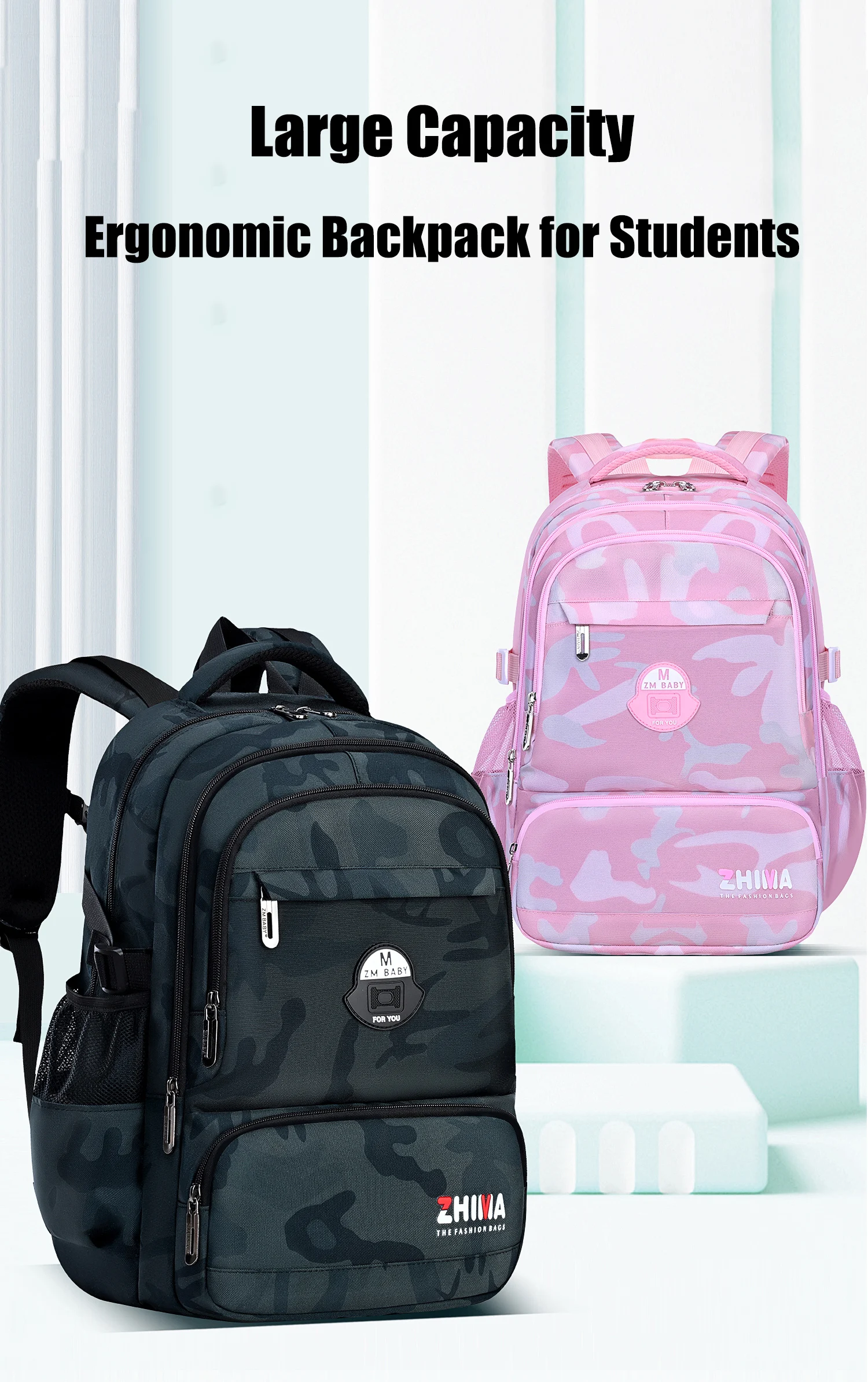 Mochila camuflaje para adolescentes