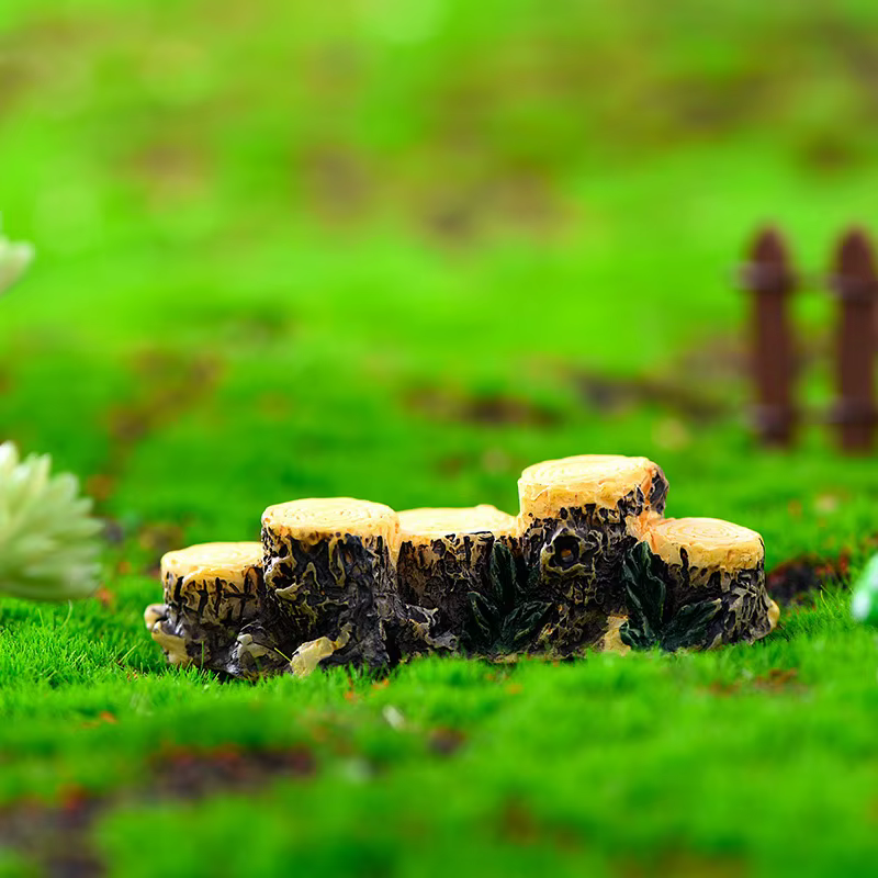 Figura miniatura de tocón de árbol para jardín de hadas - imagen 3