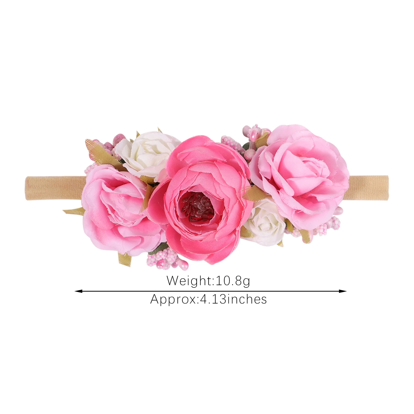 Diadema floral elástica para bebé y niña – Recién nacido - imagen 3
