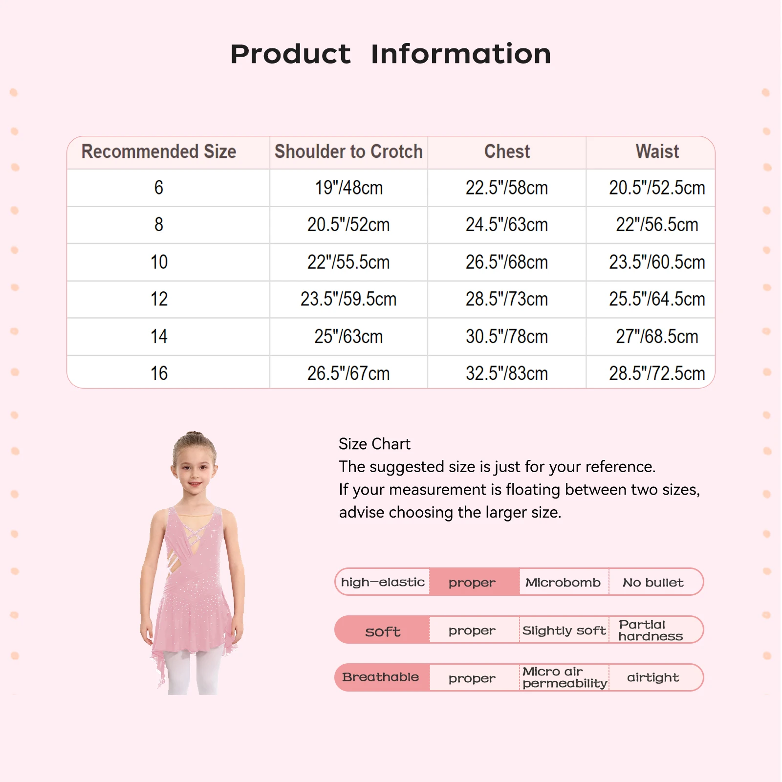 Vestido de ballet para niñas con leotardo de malla y pedrería - imagen 5