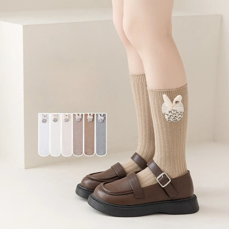 Calcetines altos de algodón suave para niña estilo princesa conejo - imagen 2