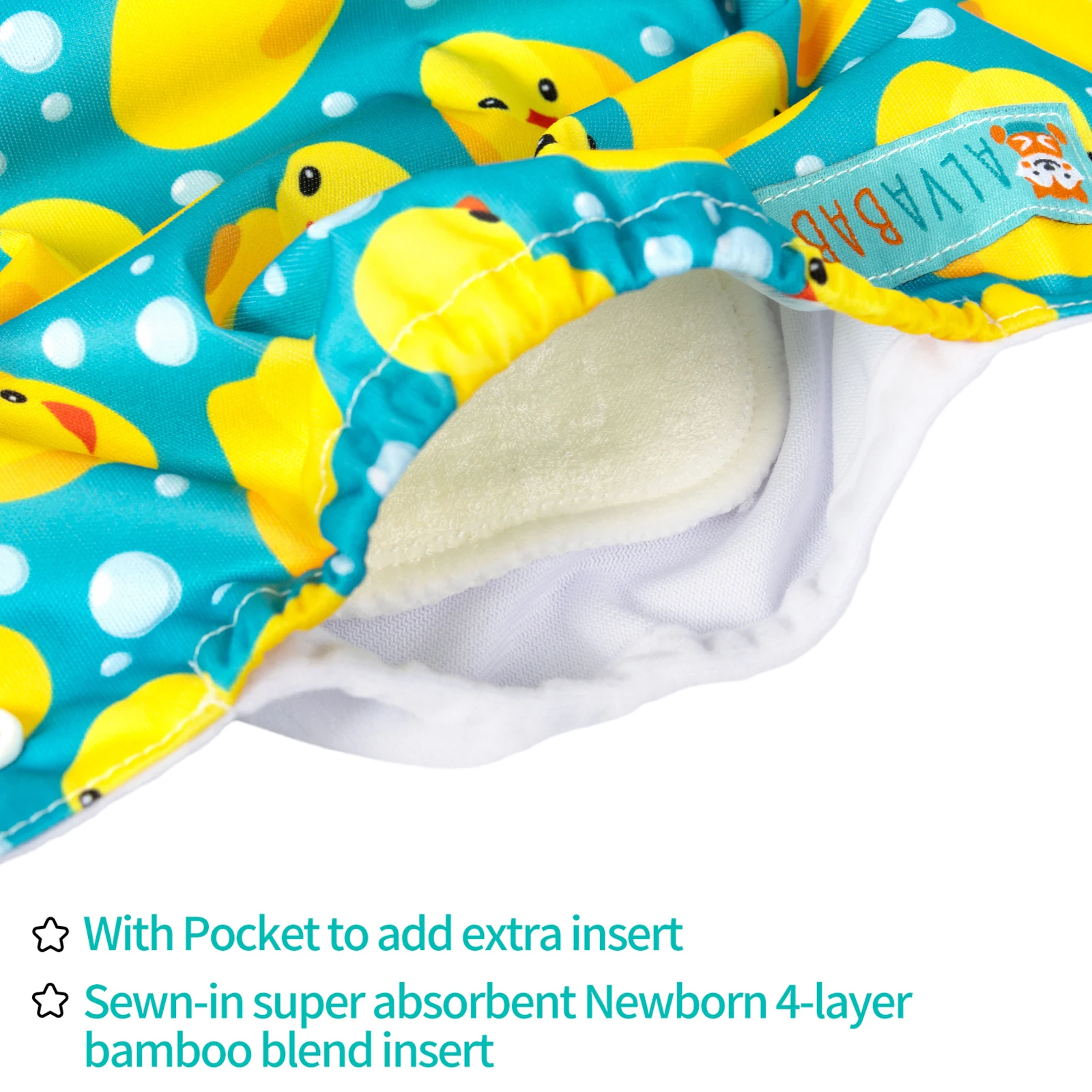 ALVABABY Pañal tela reutilizable neonatal todo en uno con insertos bambú - imagen 2