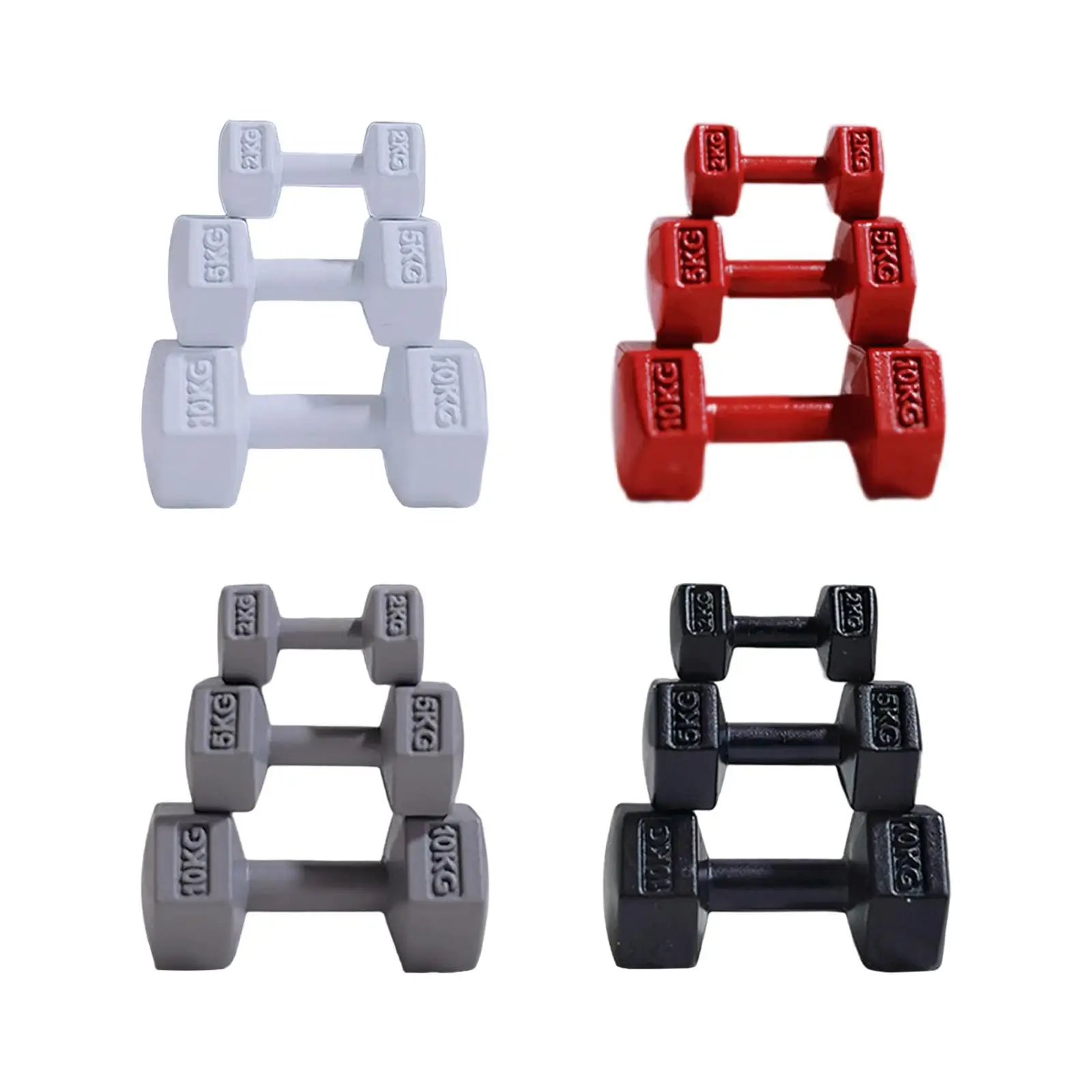 3x Miniature Dumbbells Sports Equipment DIY Cute Alloy Ornament Miniature Kettle Bell for Boys Kids Girls Age 3~8 Children