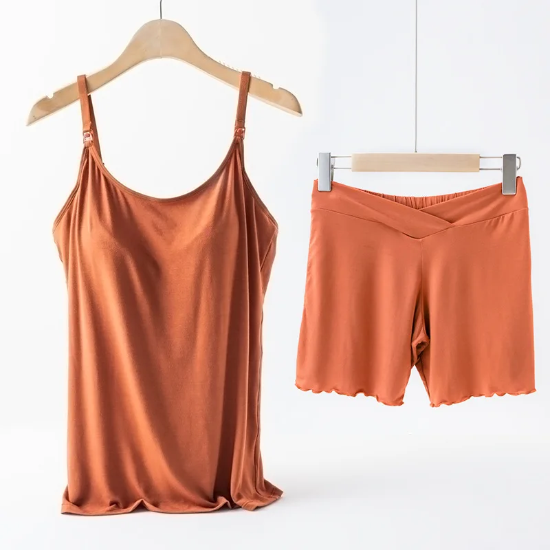 Conjunto pijama de lactancia Modal sin mangas para embarazadas - imagen 5