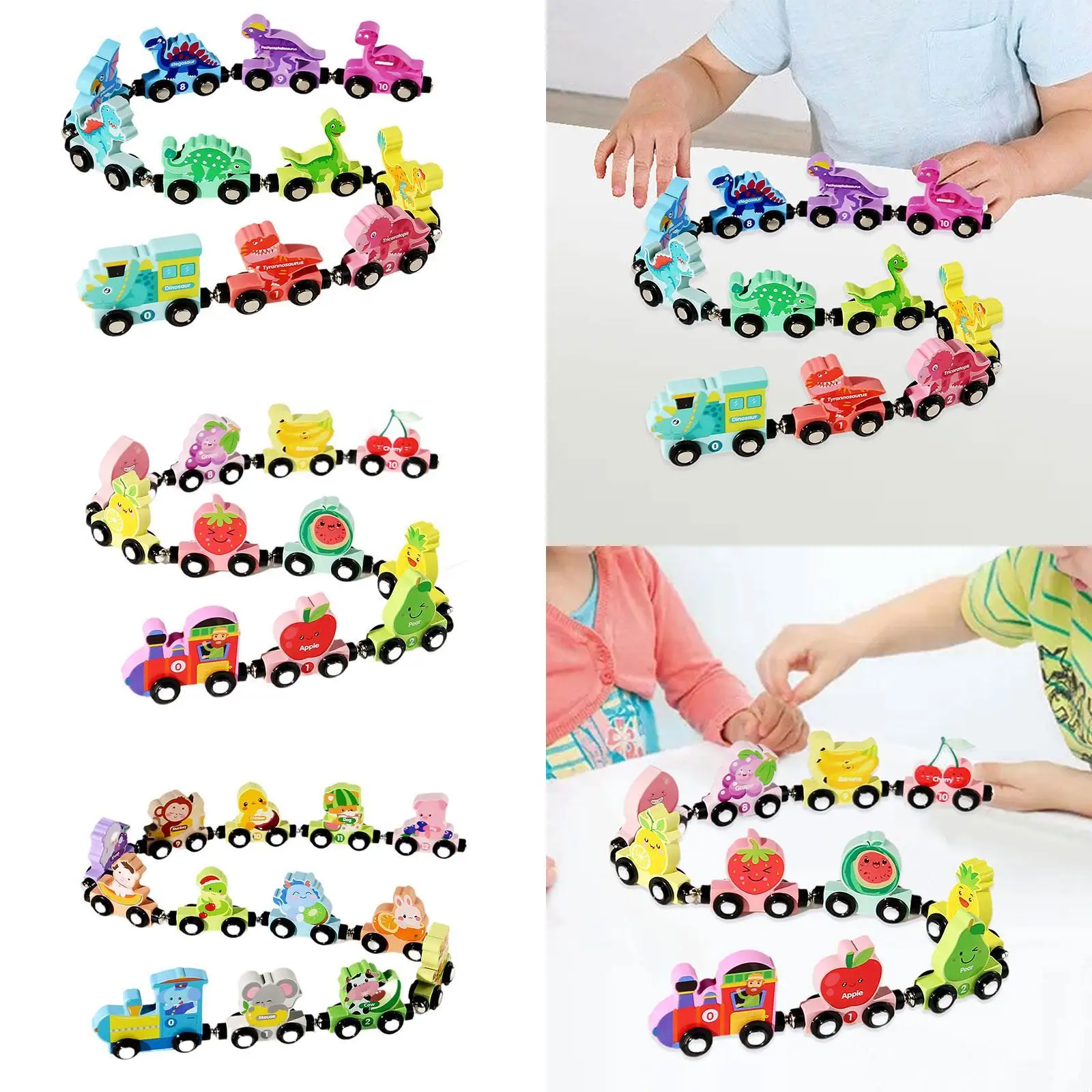 Tren de madera sensorial educativo con números para niños temprano