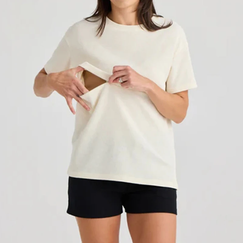 Camiseta de lactancia algodón manga corta con cierre invisible - imagen 4