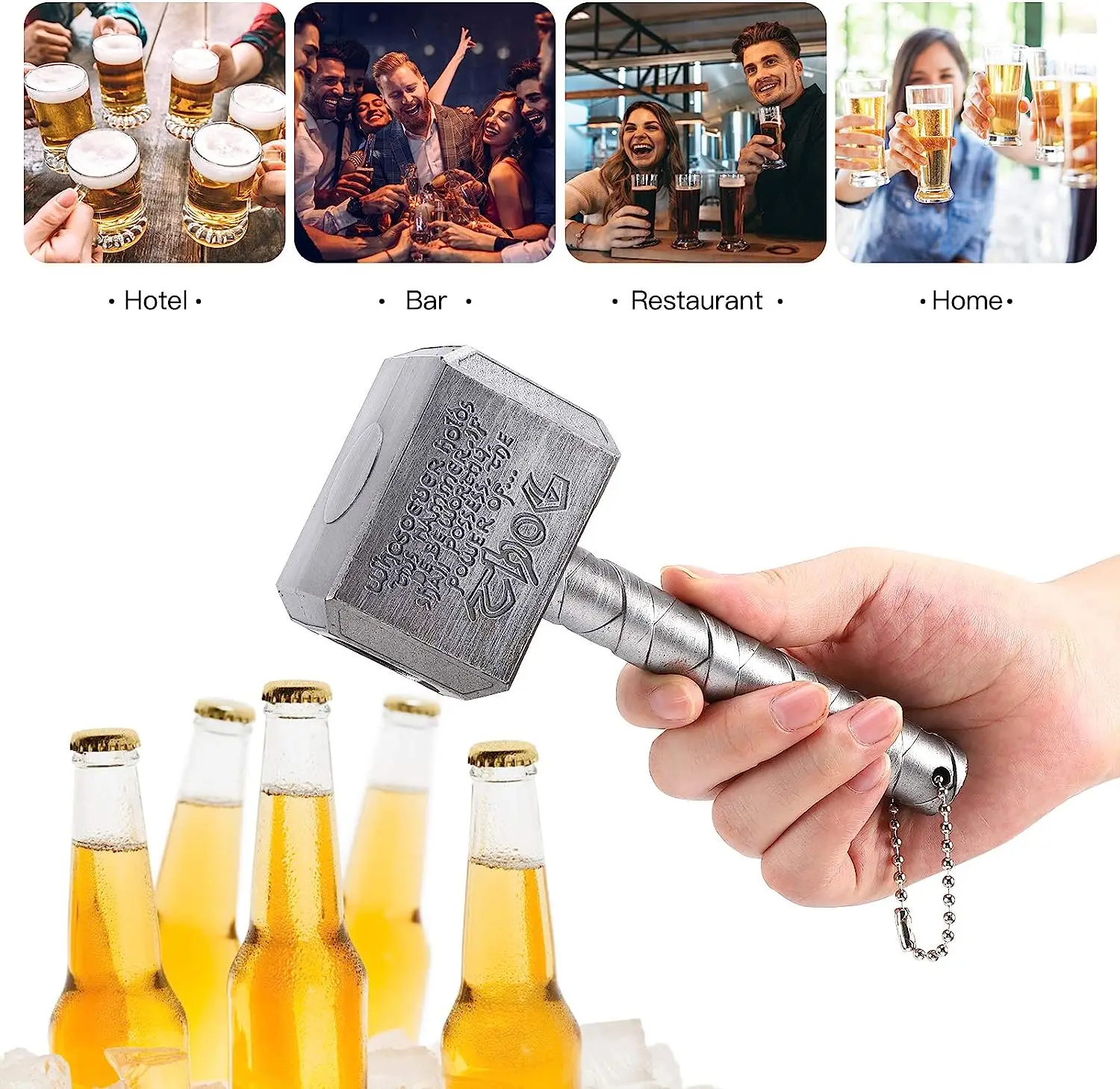 Abrebotellas martillo magnético adherido