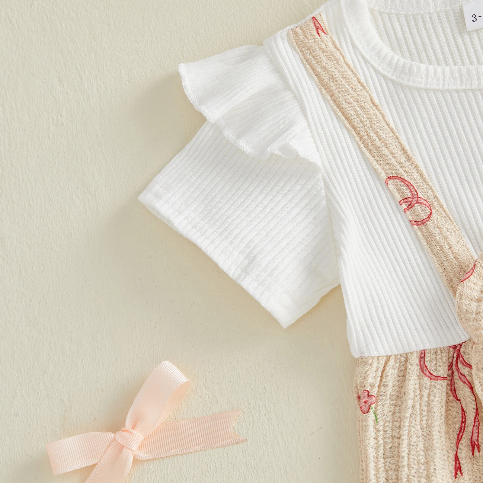 Conjunto de verano bebé niña: mono manga corta con volantes y diadema - imagen 2