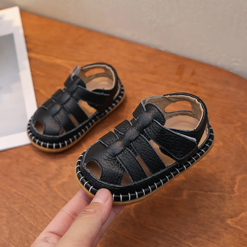Sandalias de cuero genuino antideslizantes para bebés y niños - imagen 2