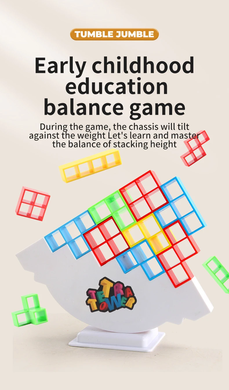 Torre de equilibrio tipo Tetris en juego