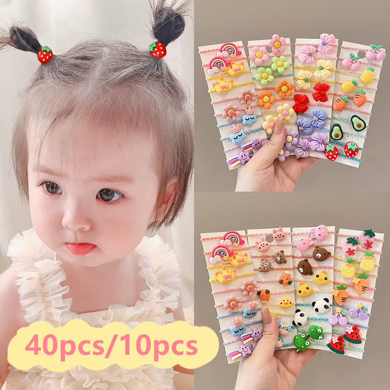 Bandas elásticas pelo niña y pinzas - Pack completo peinado