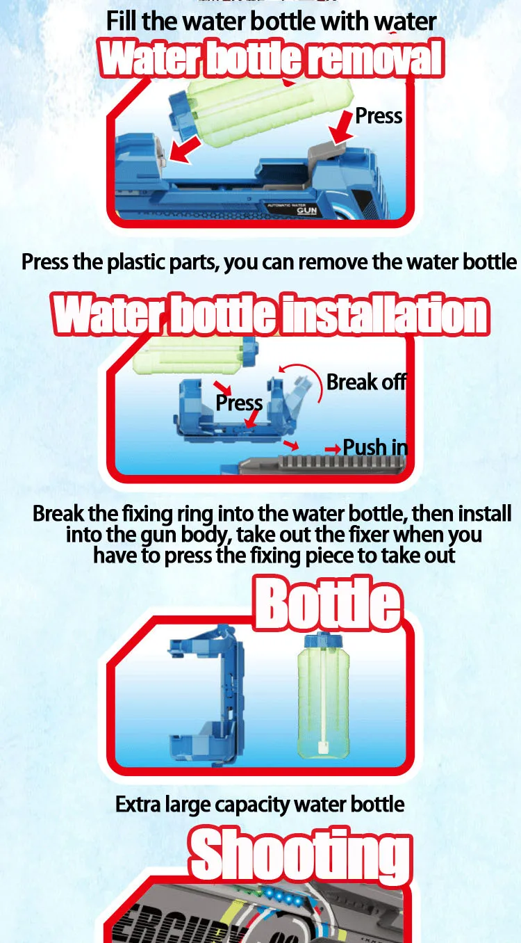 Pistola de agua automática eléctrica de disparo continuo para playa - imagen 2
