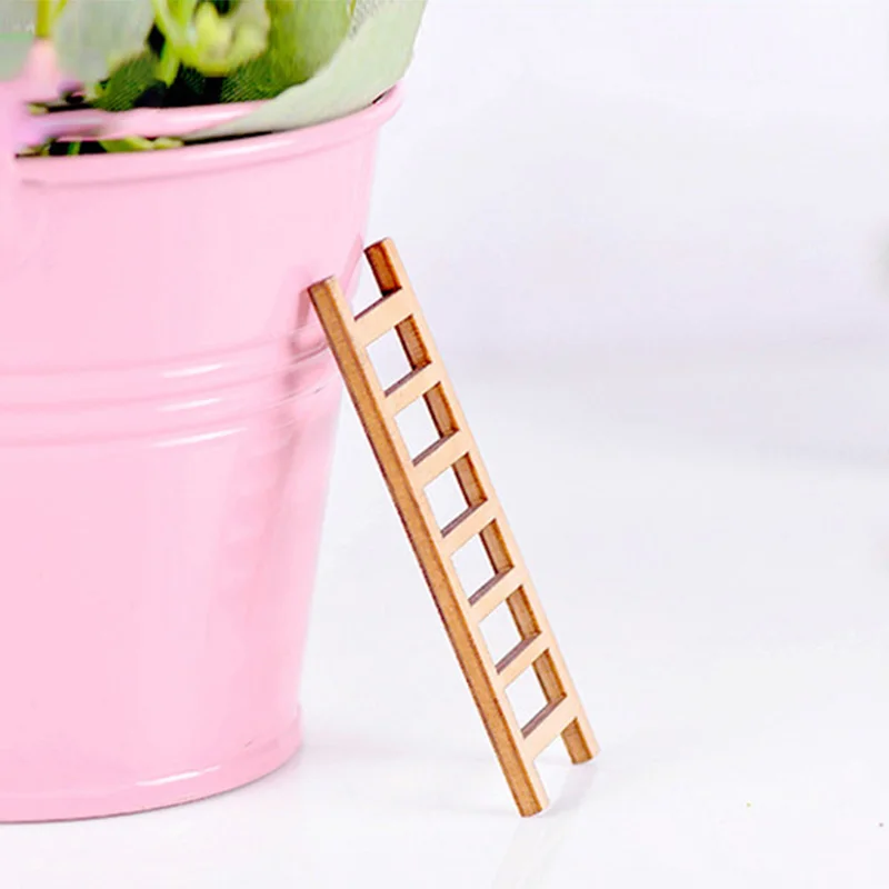 Accesorios jardín de hadas: mini escaleras de madera - imagen 2