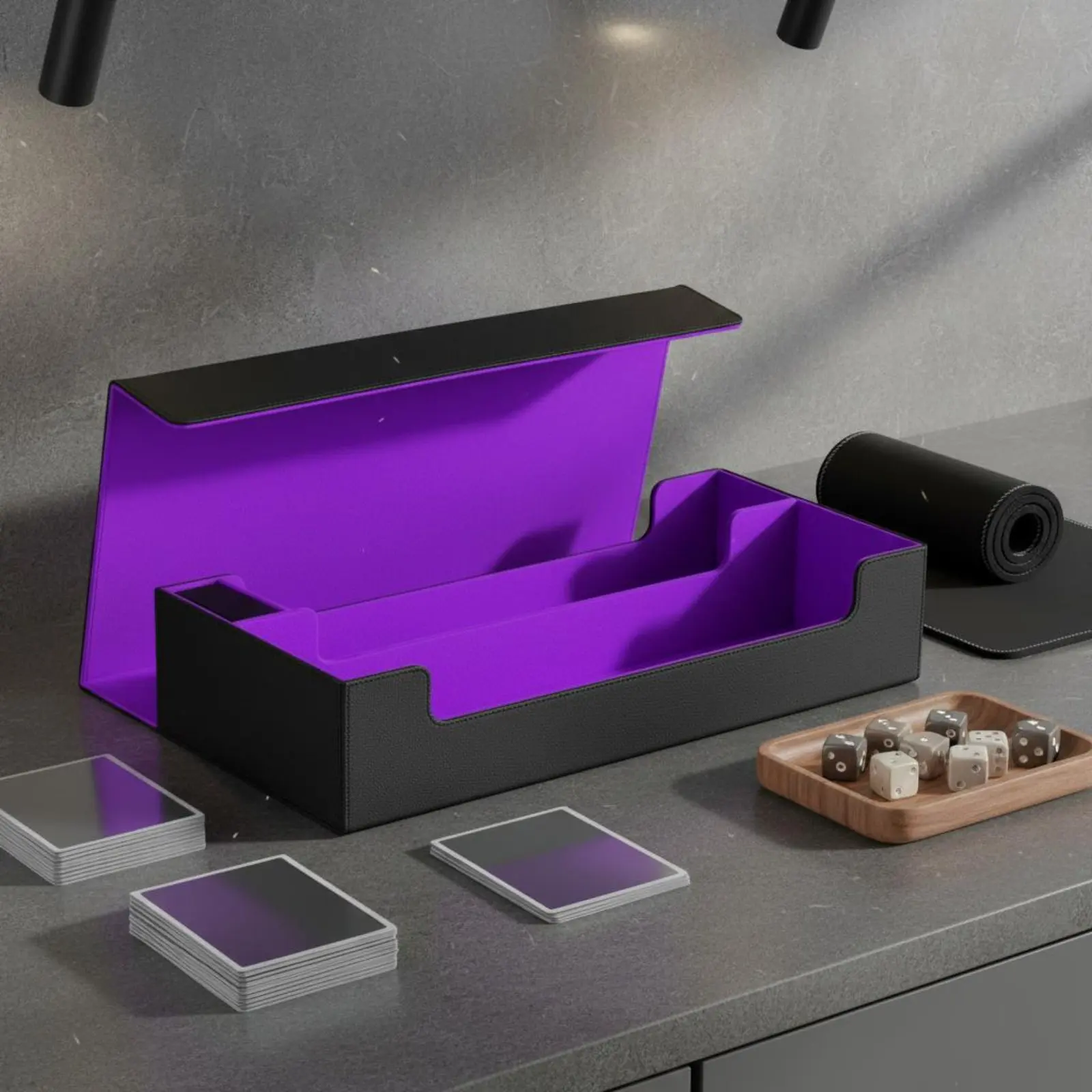 Caja portátil para cartas coleccionables con bandeja de dados - imagen 2