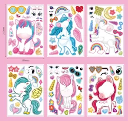 Pegatinas unicornio kawaii – juego de hojas para decorar caras