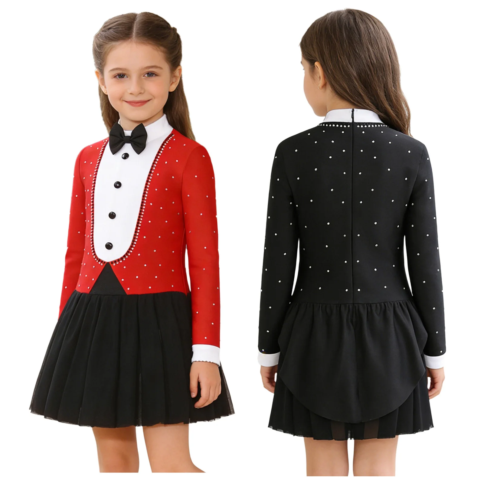 Disfraz de mago para niñas, vestido ballet manga larga con strass - imagen 5