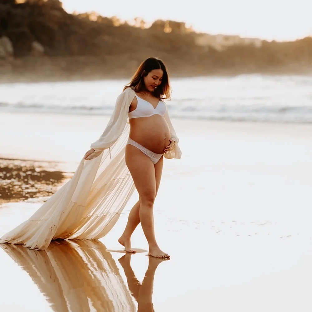 Vestido premamá para sesión de fotos con gasa transparente sexy - imagen 4