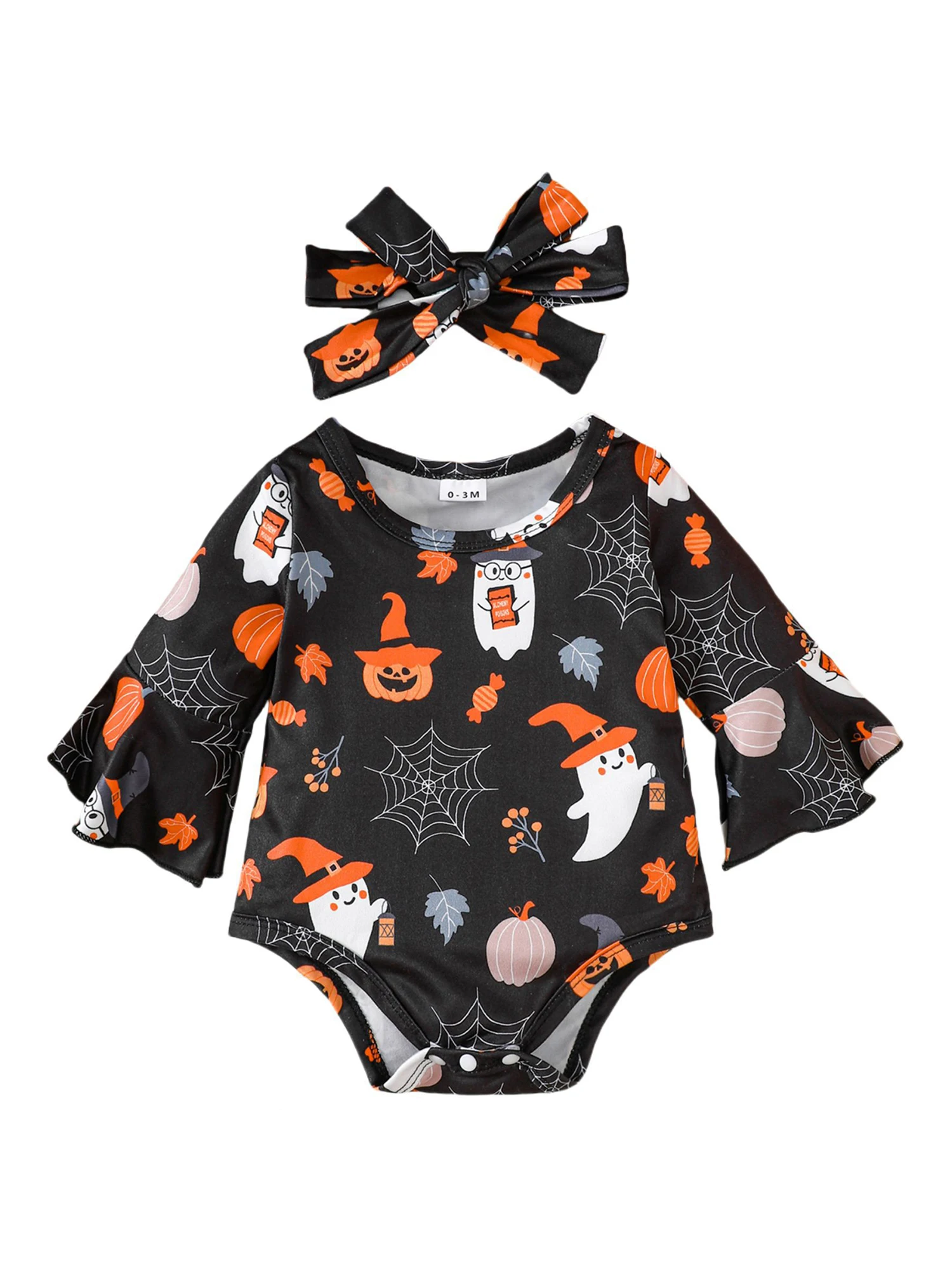 Mameluco de Halloween con estampado de calabaza fantasma