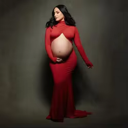 Vestido de maternidad largo manga larga elástico para fotos