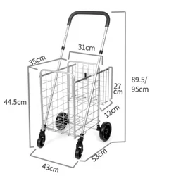 Carrito plegable con cesta delantera 48 L y trasera 10 L, 30 kg
