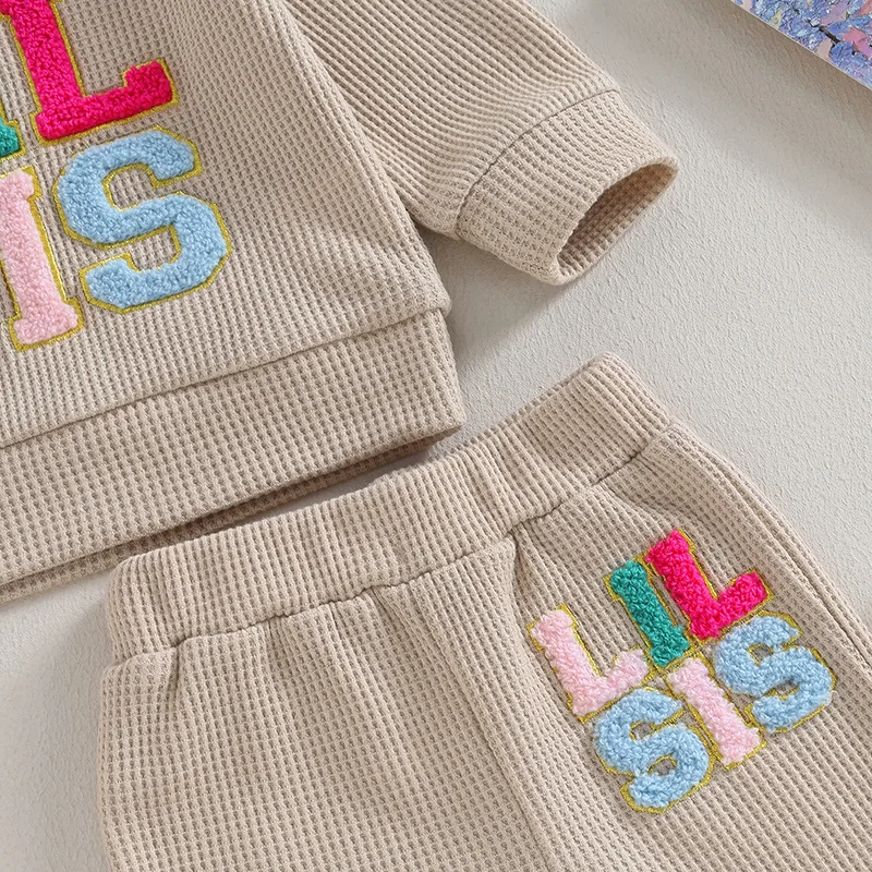 Conjunto sudadera waffle Milangel para niñas – Ropa de otoño 2 piezas - imagen 3