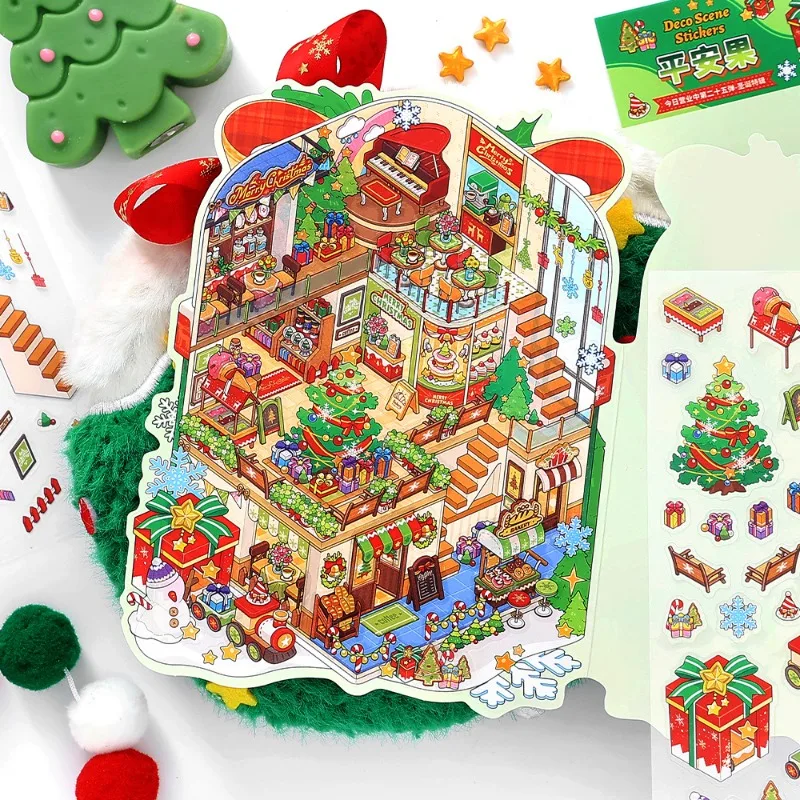 Pegatinas 3D diorama navideño apilado para juego sensorial infantil - imagen 5