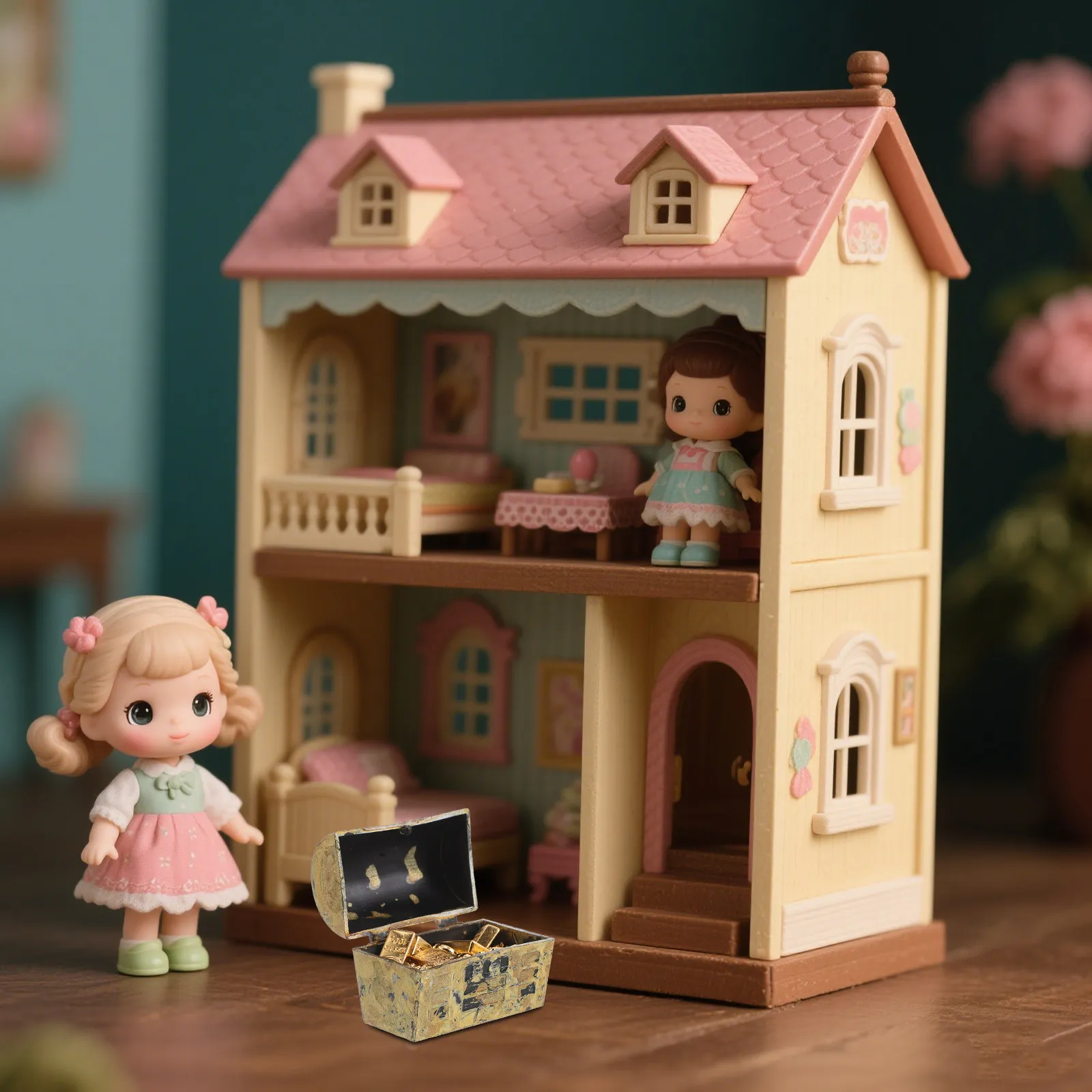 Cofres del tesoro en miniatura para casas de muñecas, realistas - imagen 4