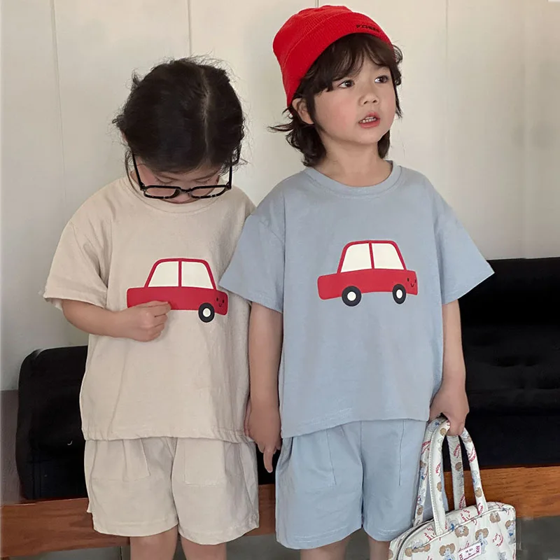 MILANCEL conjunto verano niño camiseta coche y pantalones cortos - imagen 2