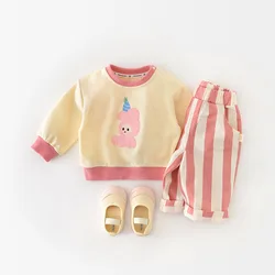MILANCEL Pantalones Bebé de Cintura Alta a Rayas – Casual Primavera