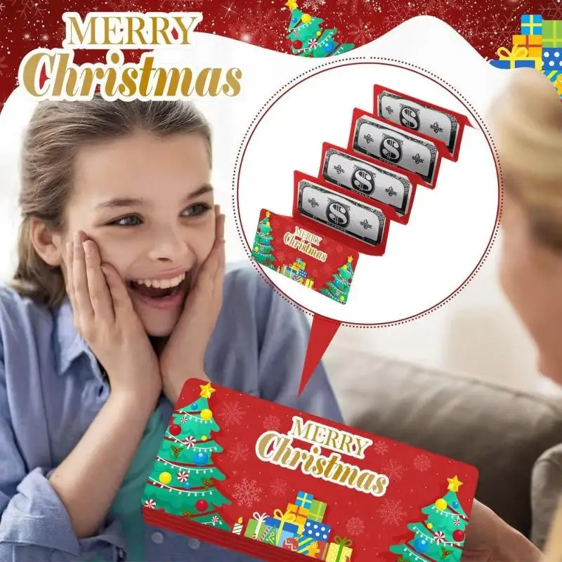 Sobre de Navidad rojo con ranuras para tarjetas Papá Noel sorpresa - imagen 3
