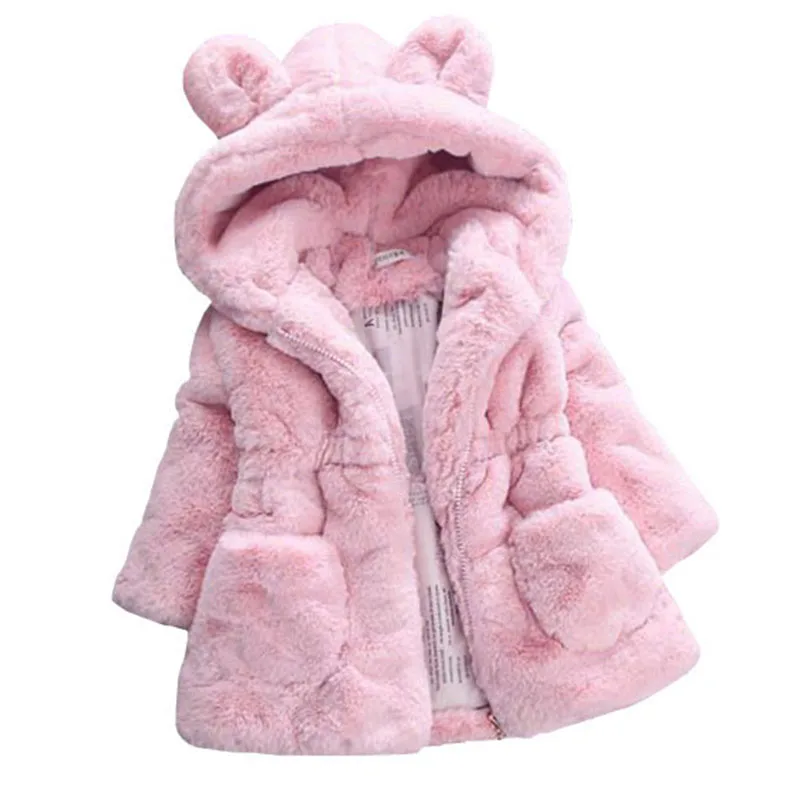 Chaqueta polar rosa con capucha para niña – Abrigo de invierno cálido - imagen 5