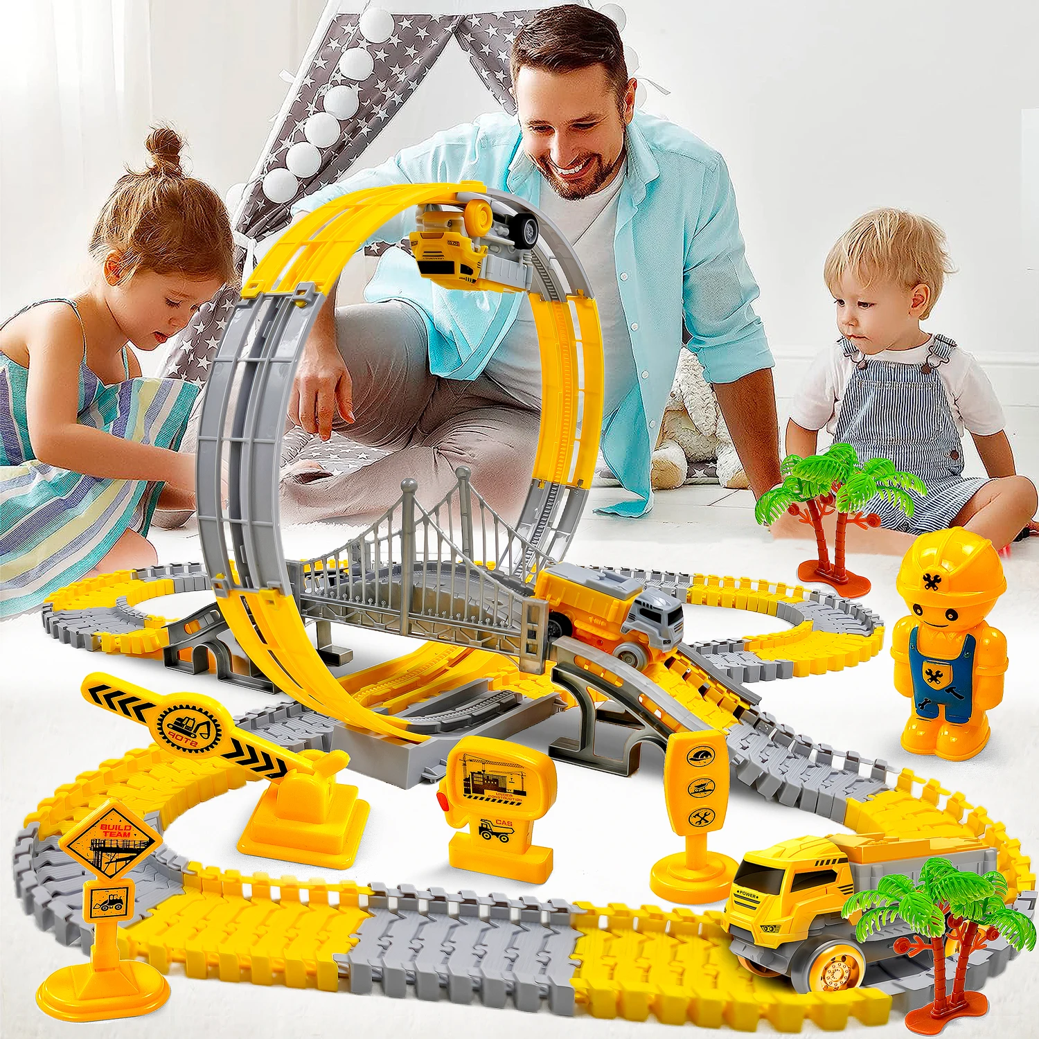 Pista de escalada con coches y tren para niños – Juguete educativo - imagen 3