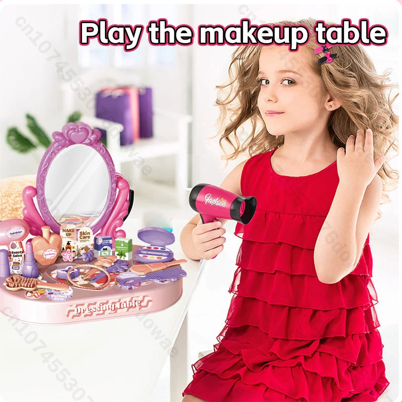 Tocador infantil de juguete con accesorios de maquillaje y joyas - imagen 5