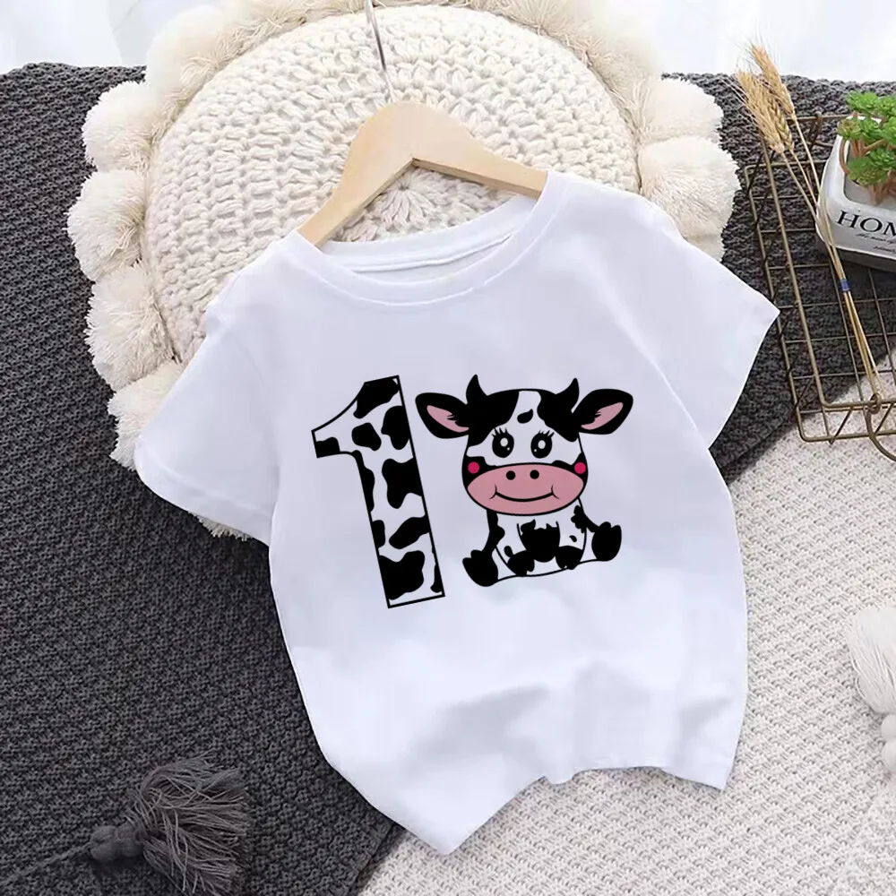 Camiseta de cumpleaños vaca con número para niña - imagen 3