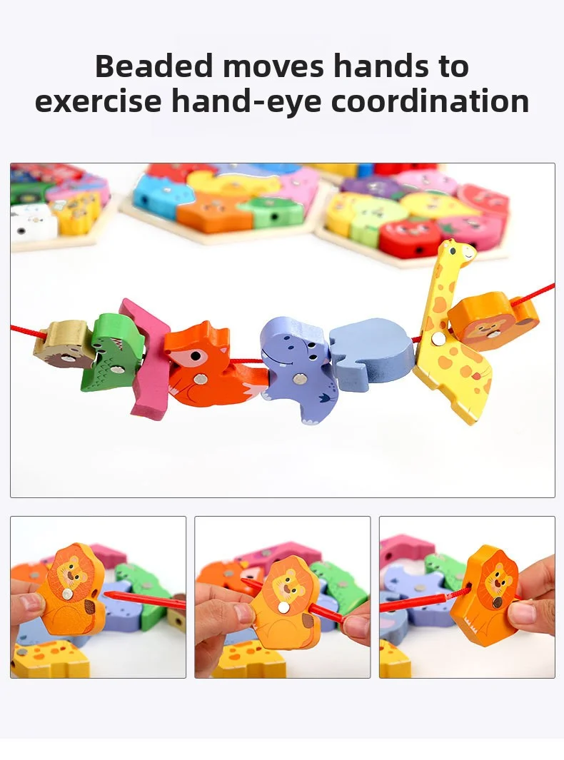 Vista de la madera y acabados del puzzle infantil