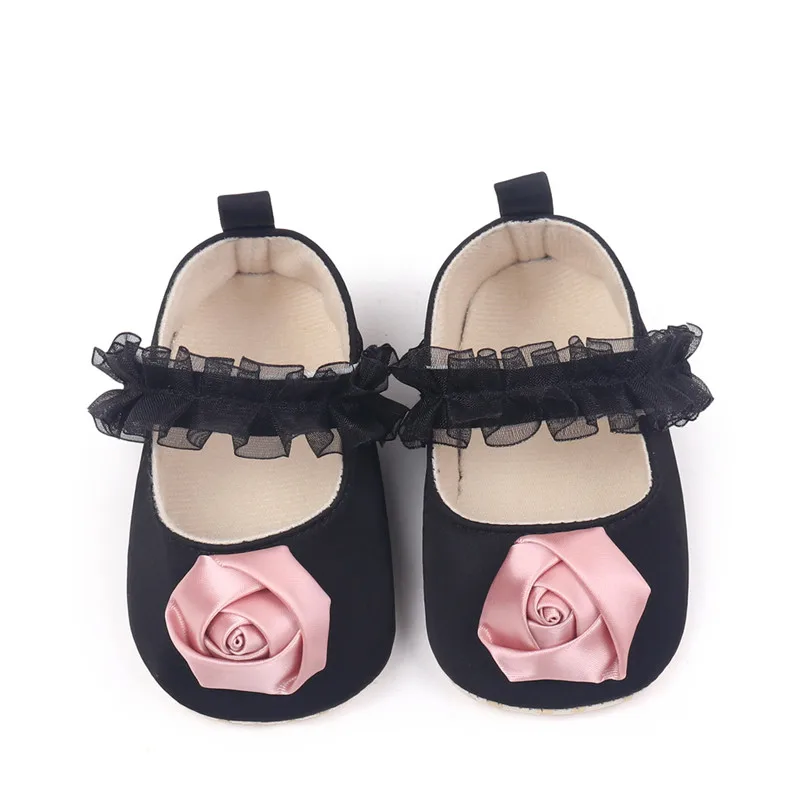 Zapatos de bebé planos estilo princesa con flores para primeros pasos - imagen 4