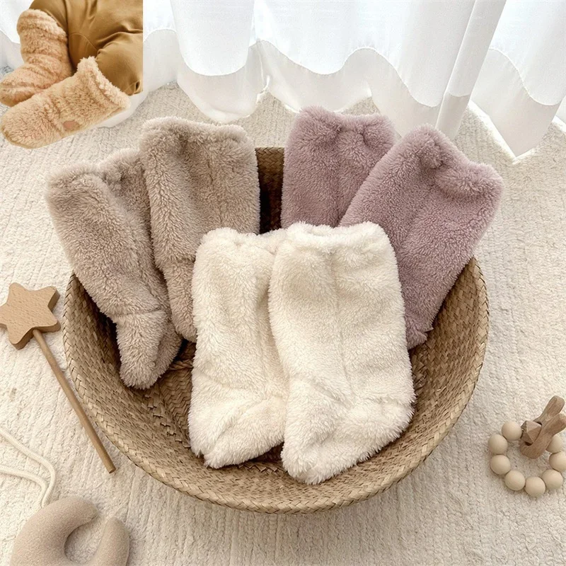 Calcetines de lana para bebé acolchados cálidos bordado antideslizantes - imagen 5