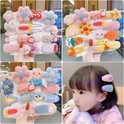 Horquillas de felpa para niña con lazo floral de invierno