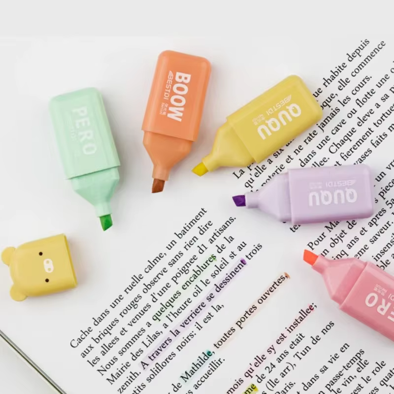 Resaltadores Color Macaron con oso de dibujos animados - imagen 4