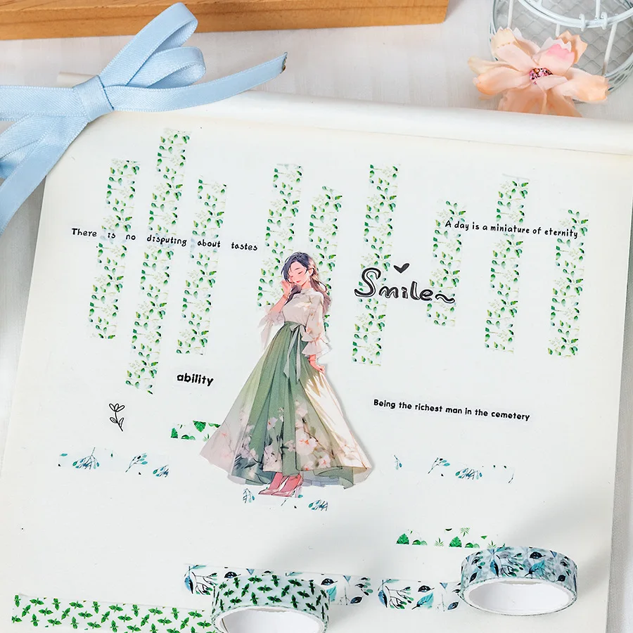 Cinta washi floral romántica para manualidades y regalos escolares - imagen 2