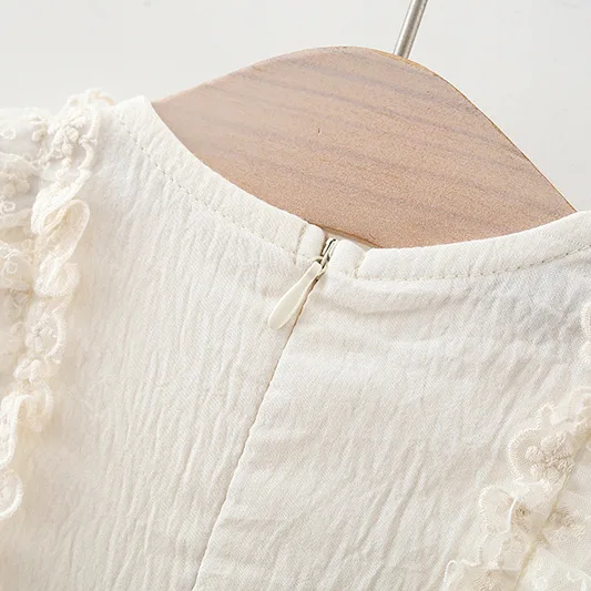 Vestido niña de algodón para verano con lazo y encaje