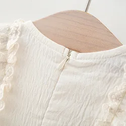Vestido niña de algodón para verano con lazo y encaje
