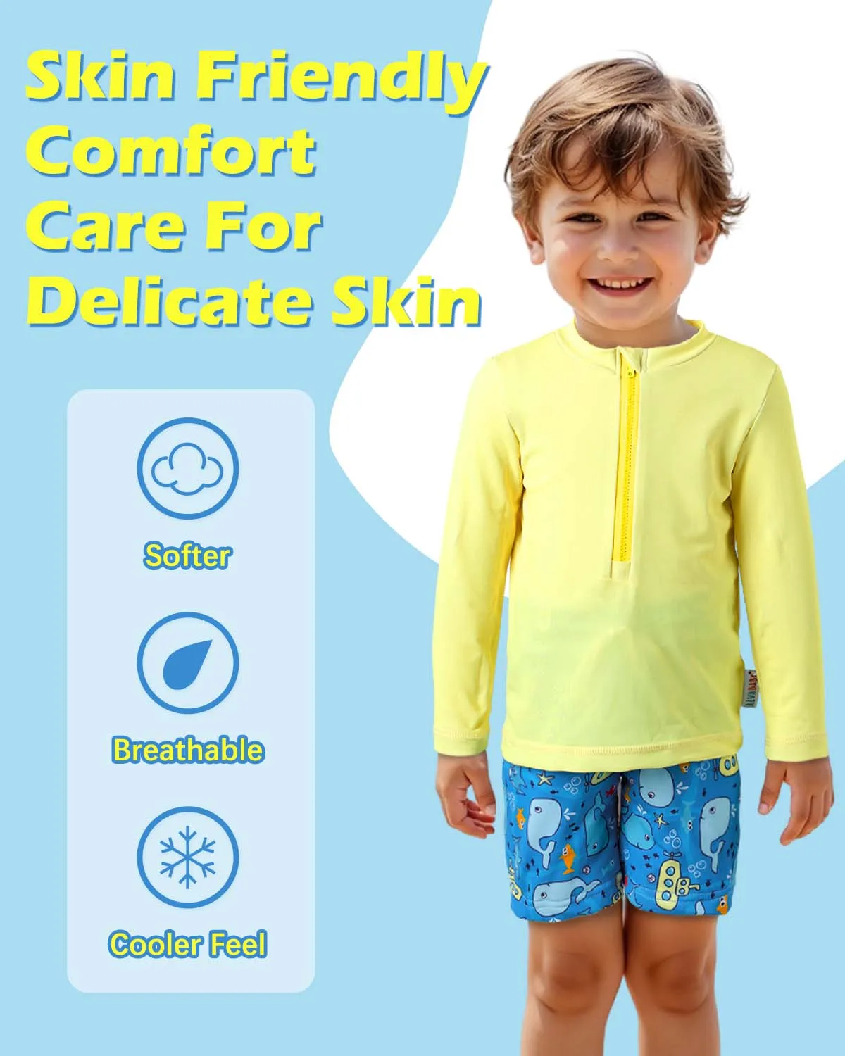ALVABABY Traje de baño manga larga UPF 50+ para niño, filtro solar - imagen 4