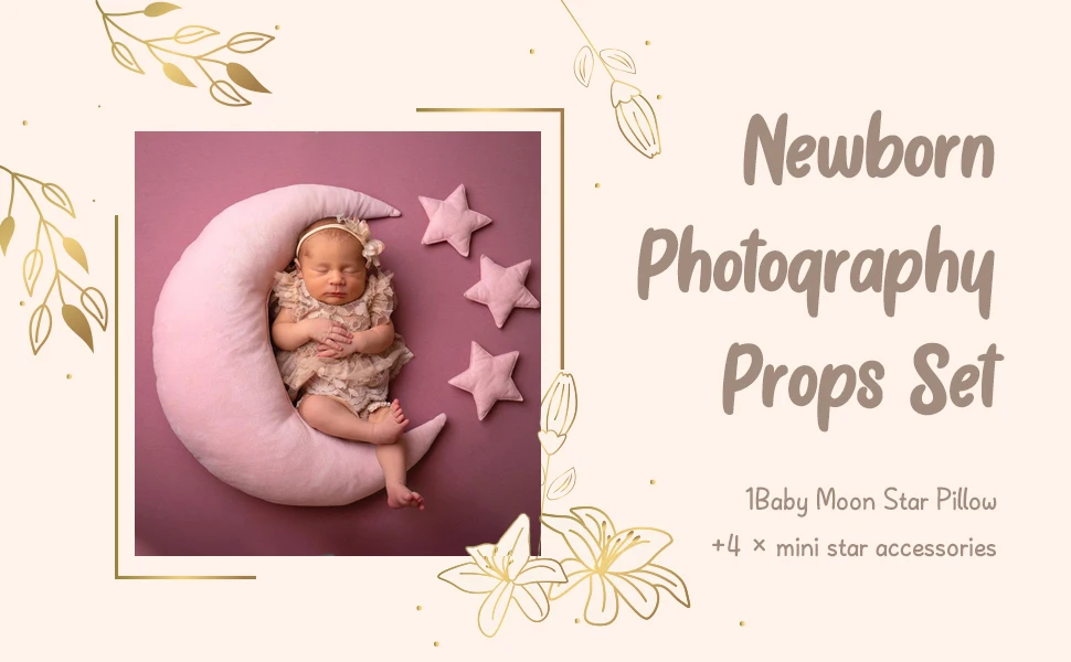 Cojín de luna y estrellas para fotografía de newborns