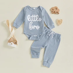 Conjunto pantalones bebé rayas y bordado de letras pierna larga