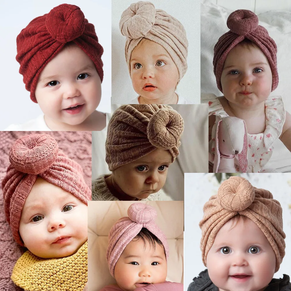 Gorro turbante de punto suave para bebé – Algodón para recién nacido - imagen 3