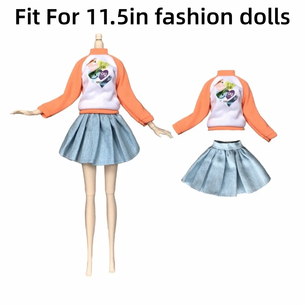 Conjunto de ropa para muñecas con falda plisada y sudadera - imagen 4