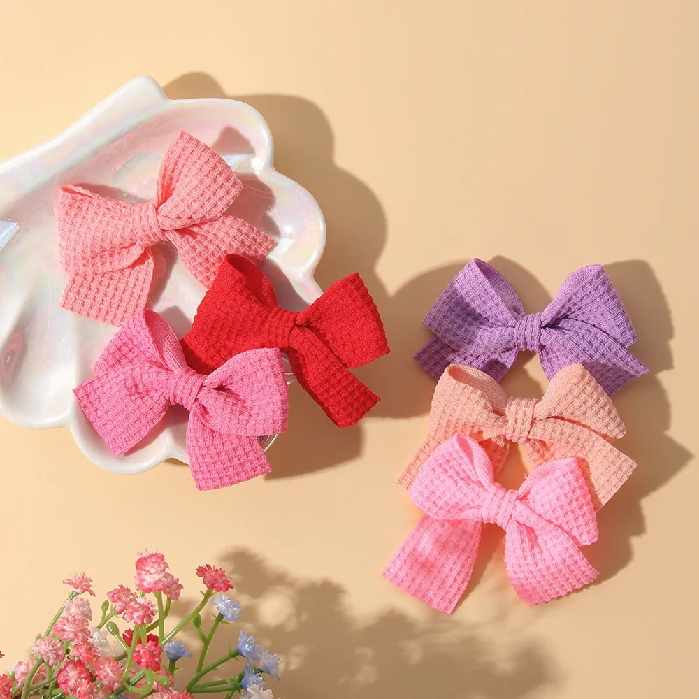 Pinzas para el pelo con lazo de tela macaron para niñas - imagen 2